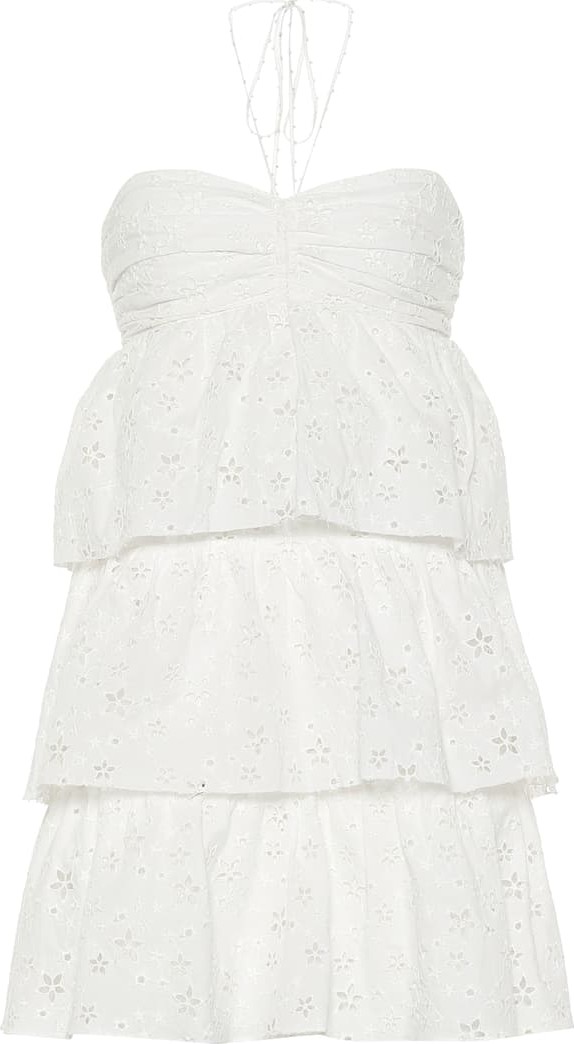 Saint Laurent Tiered cotton-blend minidress