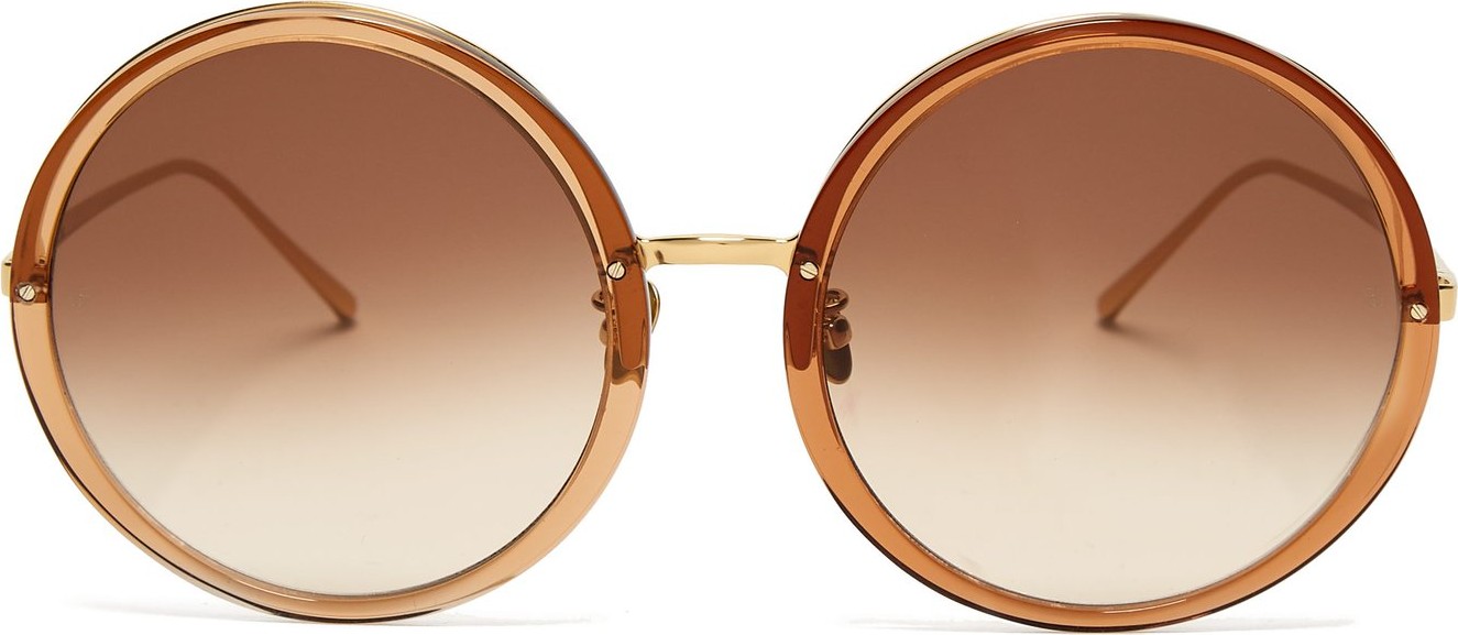 Linda Farrow Oversized round titanium sunglasses