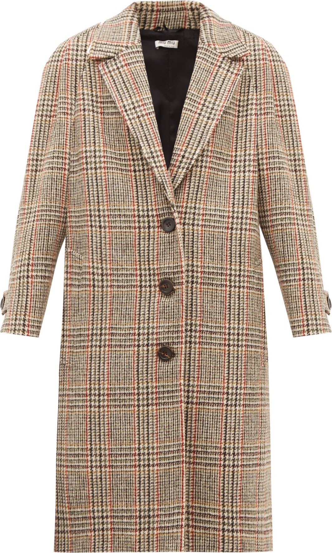 Miu Miu Single-breasted checked wool-tweed coat