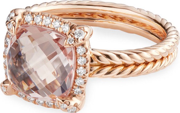 David Yurman Chatelaine 18k Rose Gold Morganite Ring, Size 6