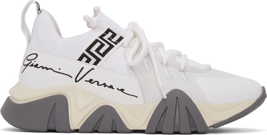 Versace White & Black Squalo Sneakers
