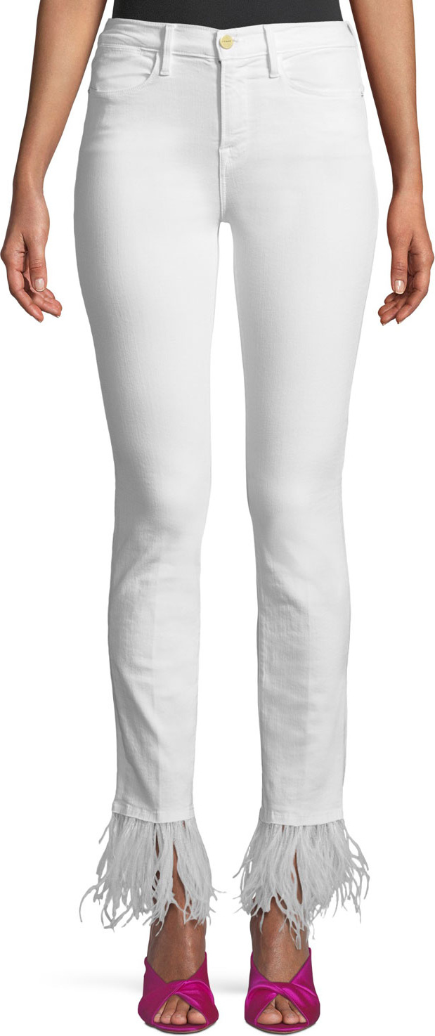 FRAME DENIM Le High-Rise Straight-Leg Jeans with Feather Hem