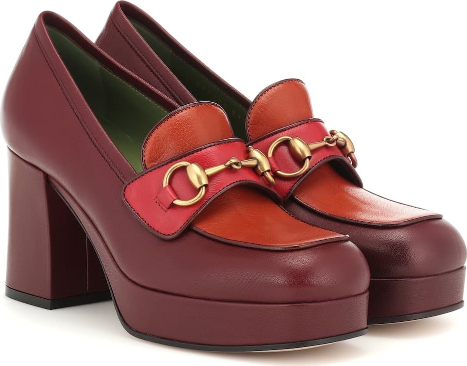 Gucci Leather plateau loafer pumps