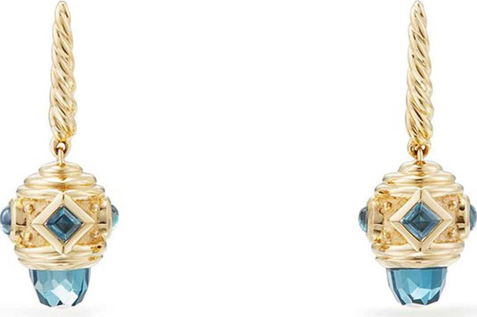 David Yurman 18k Renaissance Blue Topaz Drop Earrings