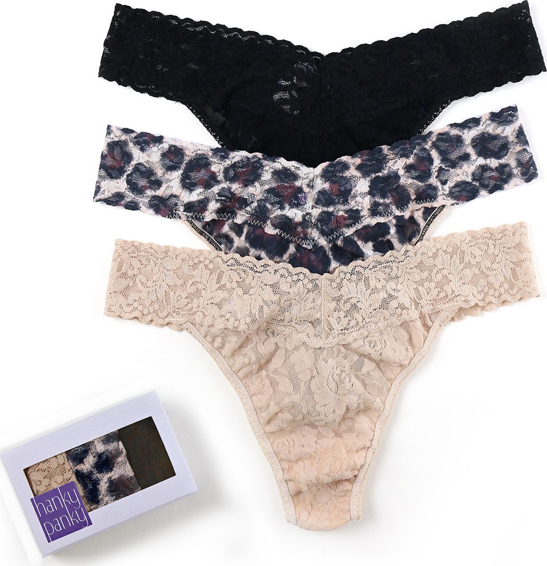 Hanky Panky Three-Pack Sophisticat Original-Rise Thongs