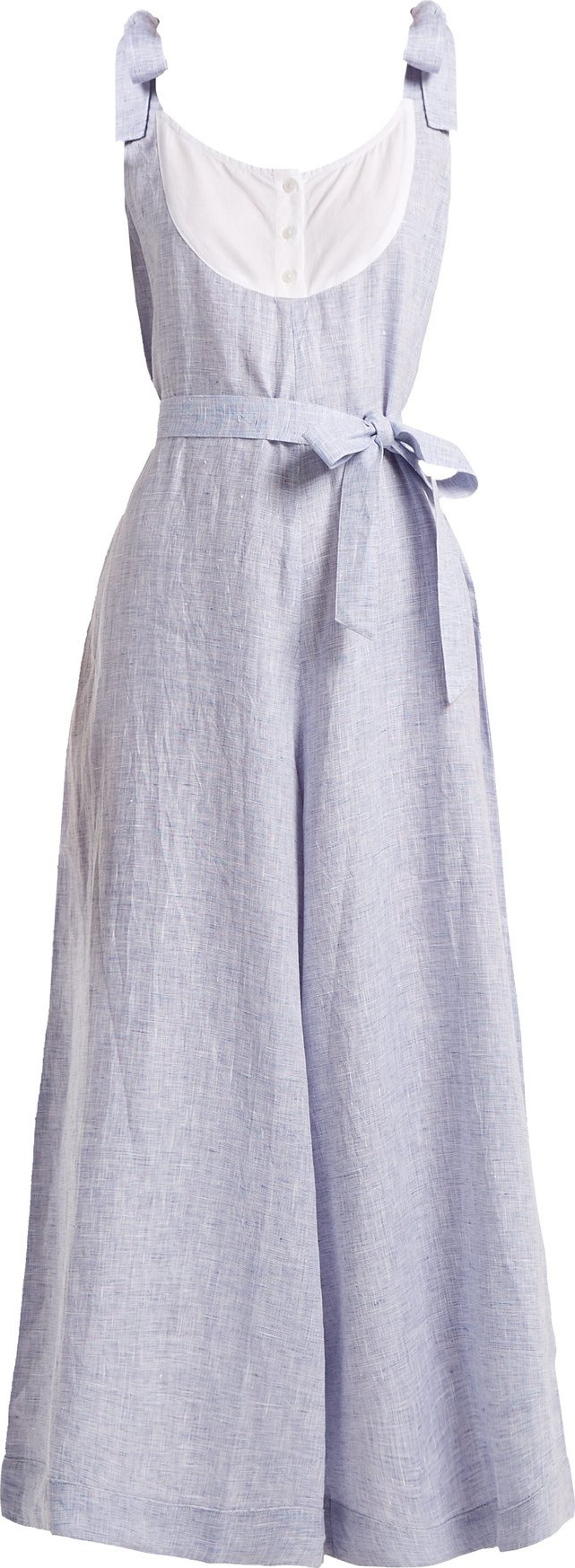 Wiggy Kit Bib-front linen jumpsuit
