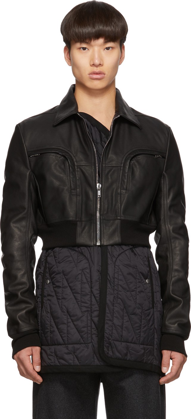 Rick Owens Black Leather Babel Liner Jacket