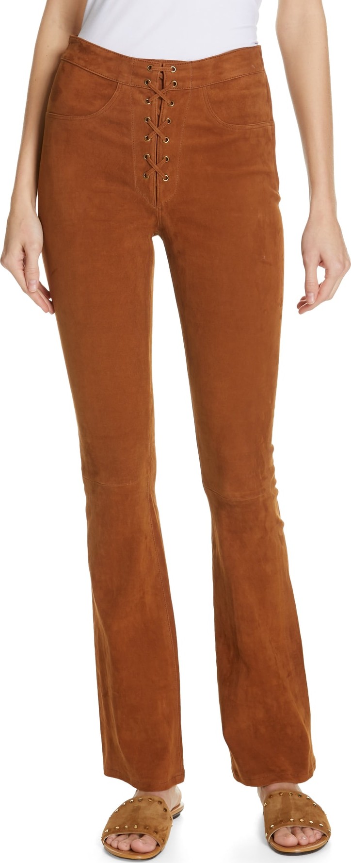 FRAME DENIM Lace-Up Mini Boot Suede Pants