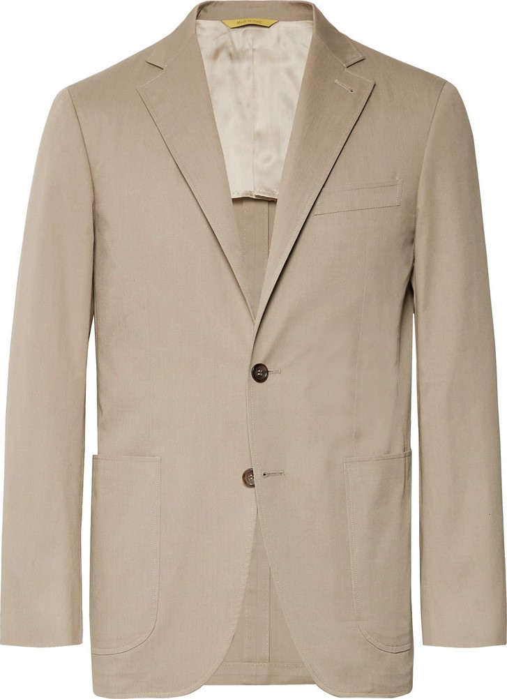 Canali Dark-Beige Kei Slim-Fit Stretch-Cotton Twill Suit Jacket