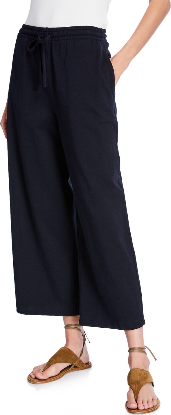 Vince Wide-Leg Cropped Cotton Drawstring Pants