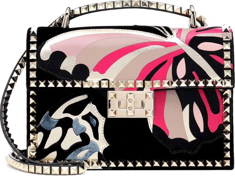 Valentino Valentino Garavani Rockstud velvet shoulder bag