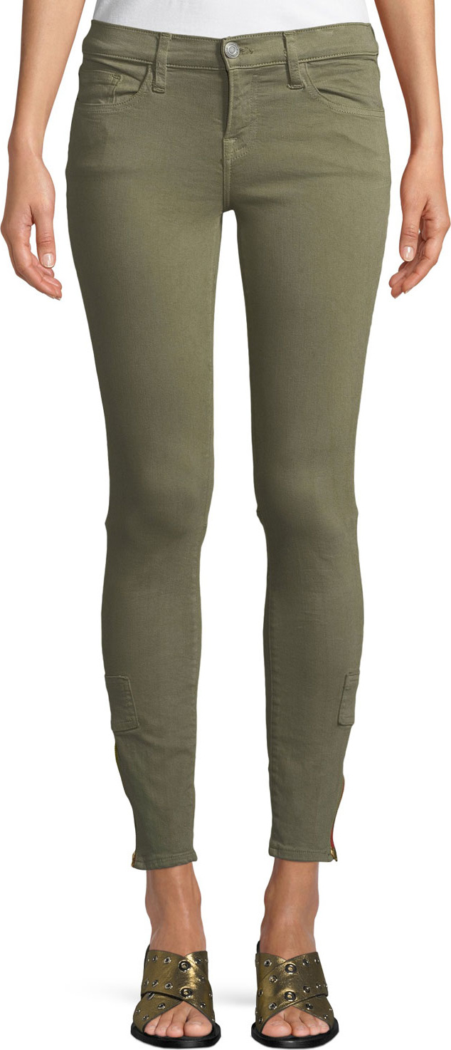 Etienne Marcel Mid-Rise Skinny Cargo Jeans w/ Zipper Cuffs