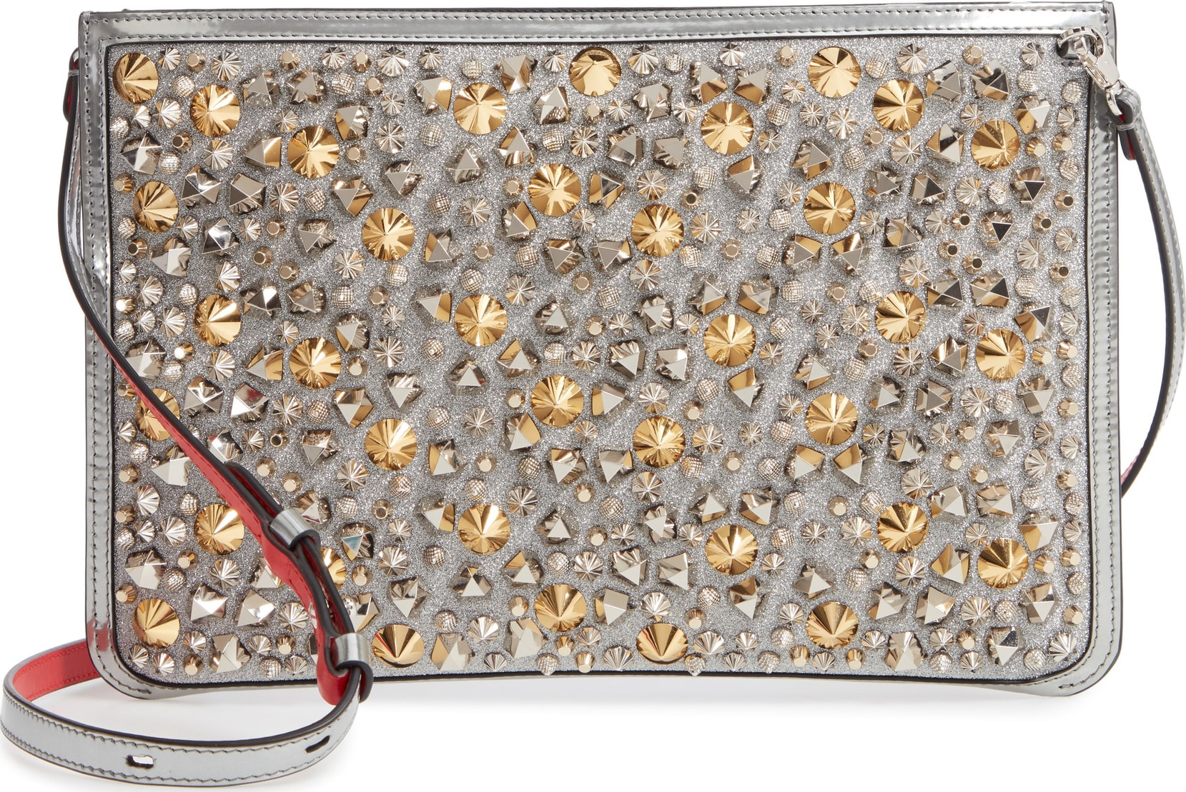 Christian Louboutin Loubiclutch Studded Glitter Crossbody Clutch