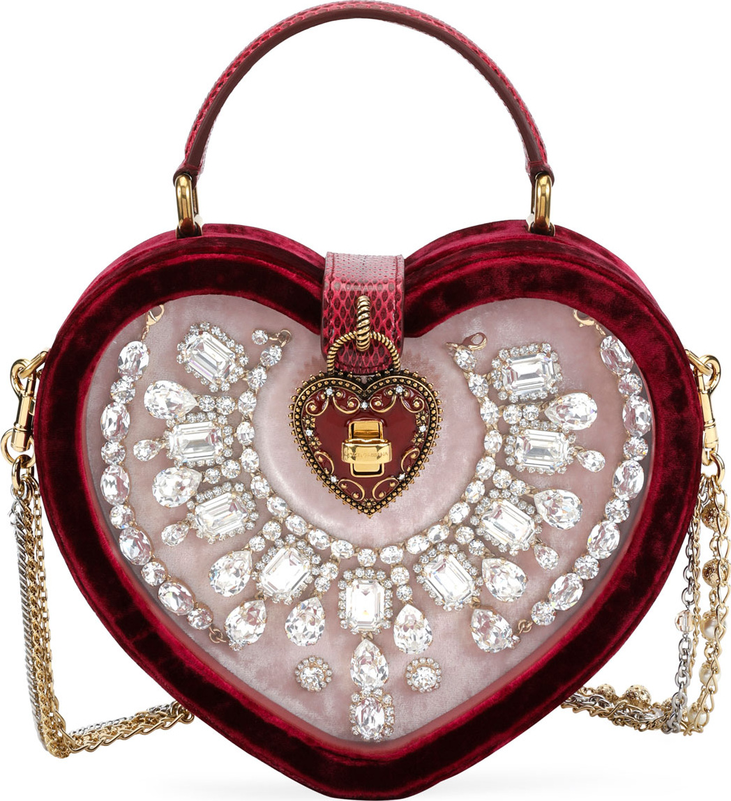 Dolce & Gabbana My Heart Velvet and Snakeskin Shoulder Bag