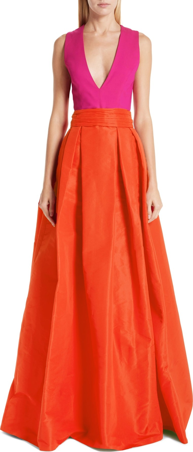 Sachin & Babi Savoia Colorblock A-Line Gown