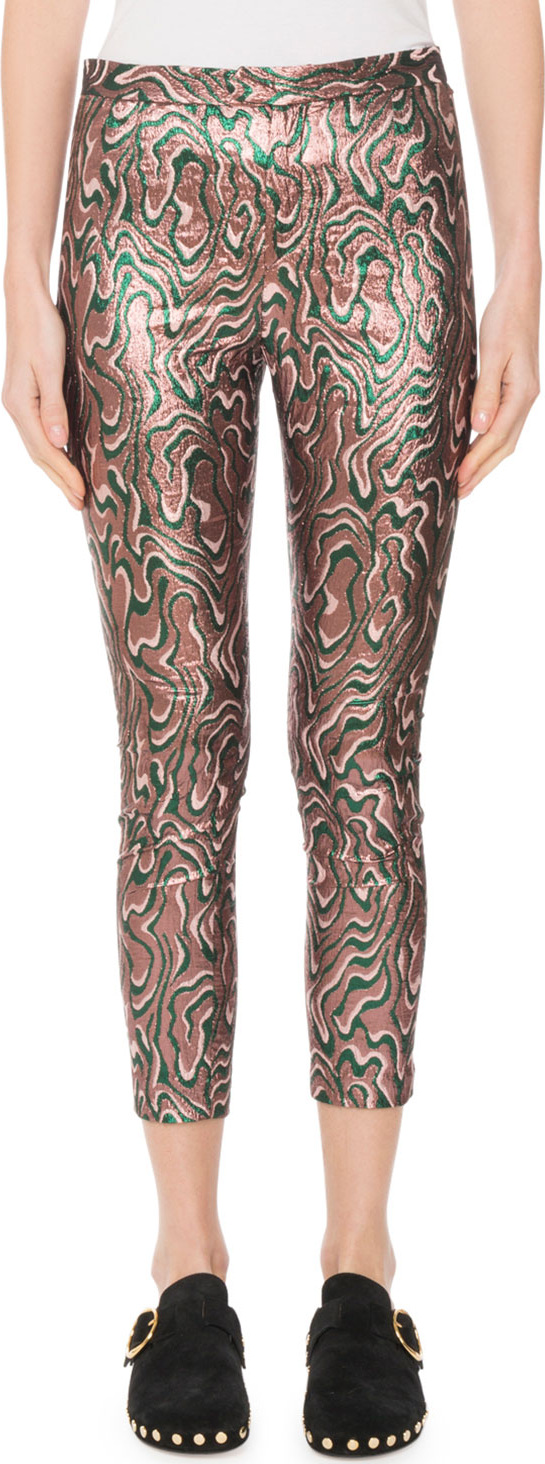 Isabel Marant Sevada Cropped Metallic Jacquard Stretch Leggings