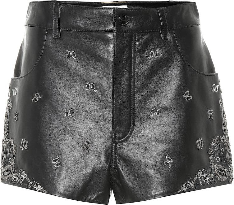 Saint Laurent Embellished leather shorts