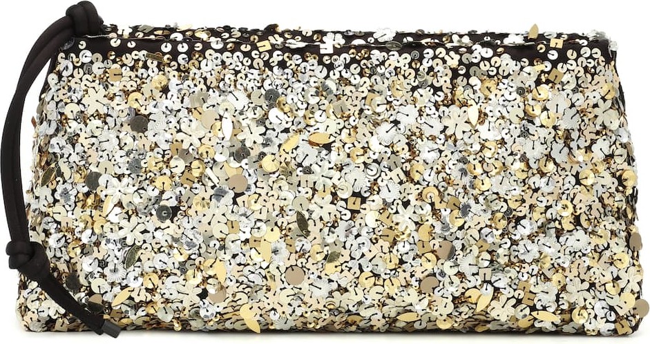 Dries Van Noten Sequined satin clutch