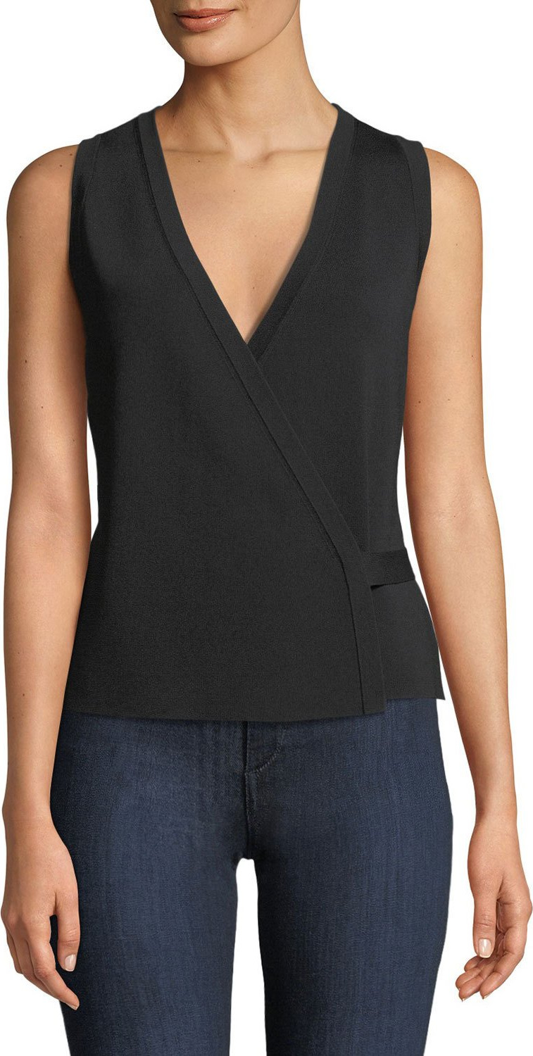 Theory Sleeveless Lustrate Crepe Wrap Top