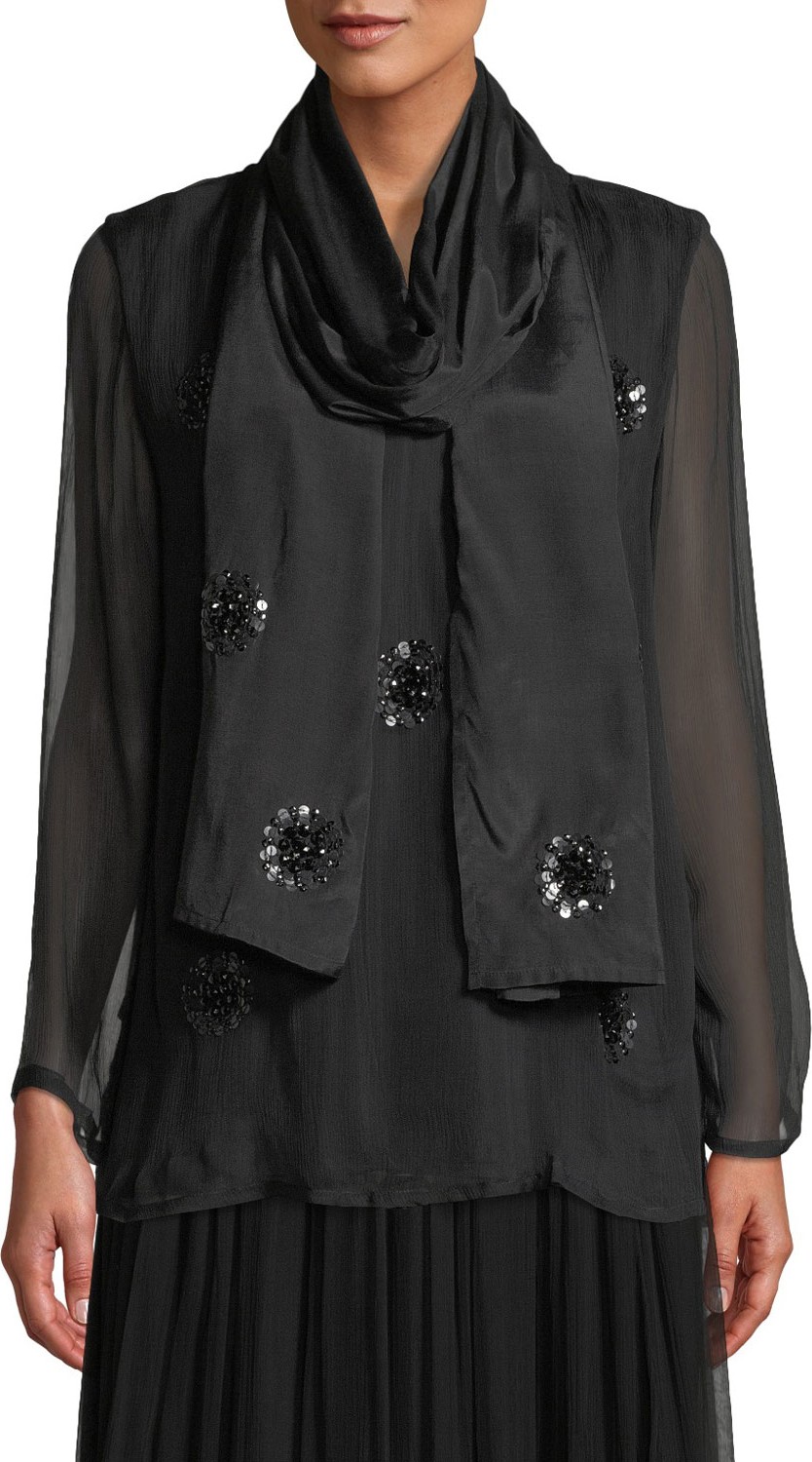 Masai Along Sequin Flower Shantung Scarf