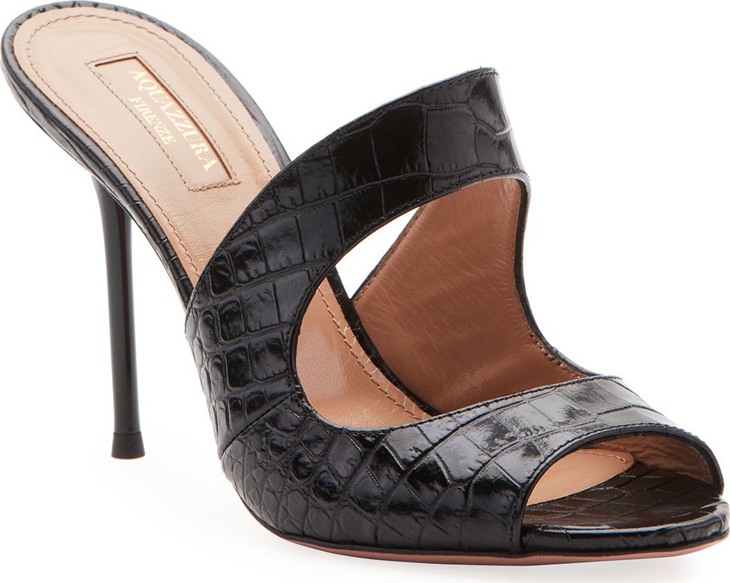 Aquazzura Forever Croc-Embossed Stiletto Sandals