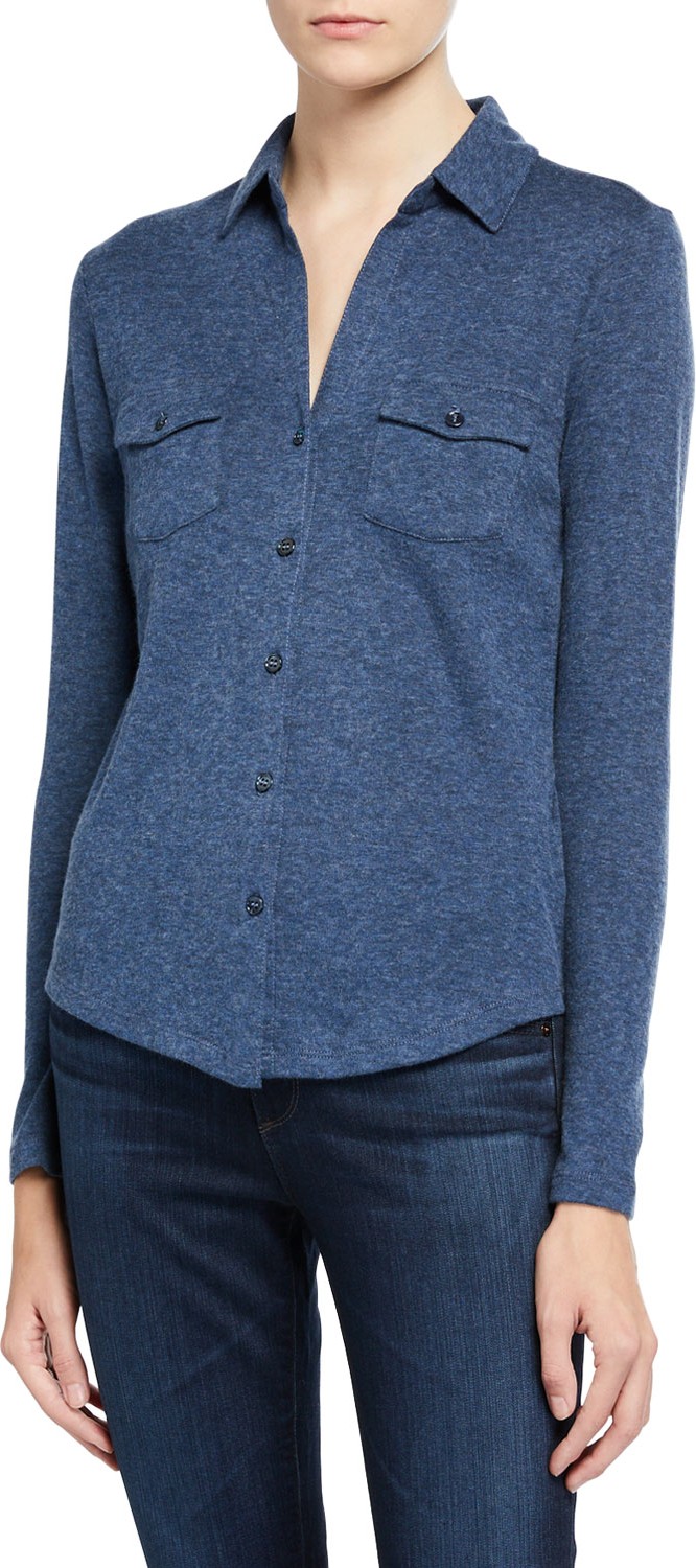 Majestic Cotton-Cashmere Button-Down Shirt