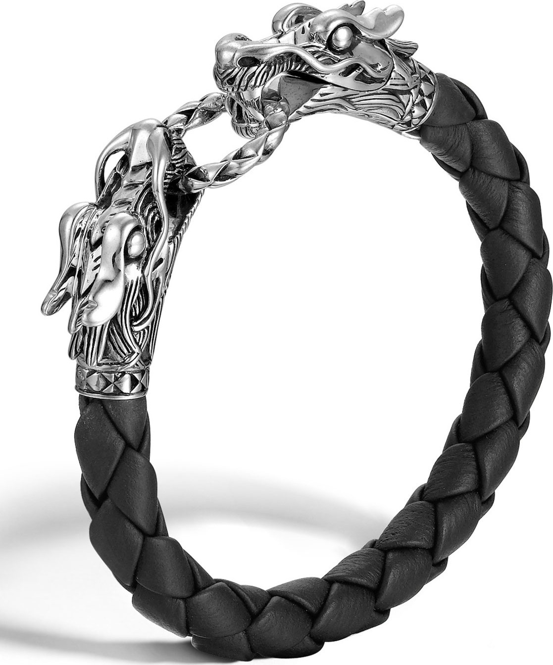 John Hardy Woven Leather & Dragon-Head Bracelet