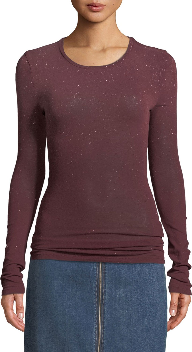 Current/Elliott The Hallen Speckled Long-Sleeve Top