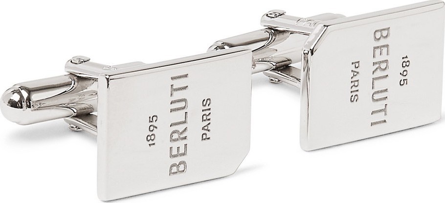 Berluti Logo-Engraved Palladium-Plated Cufflinks