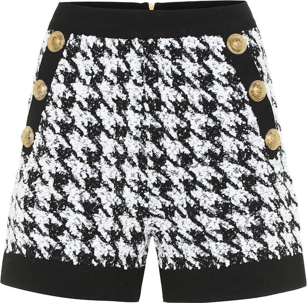 Balmain Houndstooth tweed shorts
