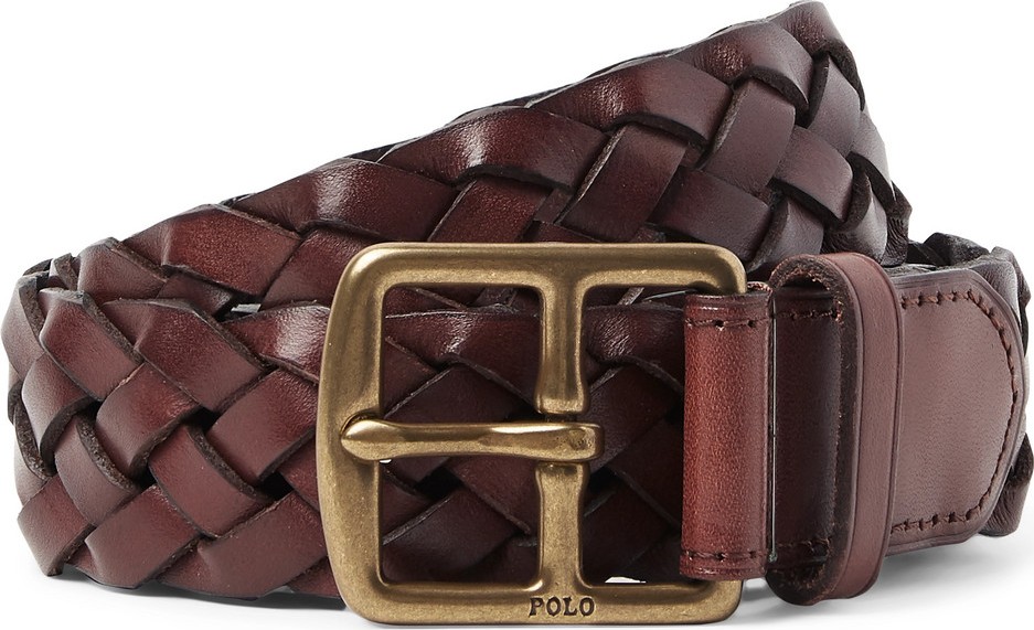 Polo Ralph Lauren 3cm Brown Woven Leather Belt