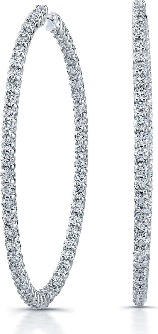 Norman Silverman 18k White Gold Diamond Hoop Earrings