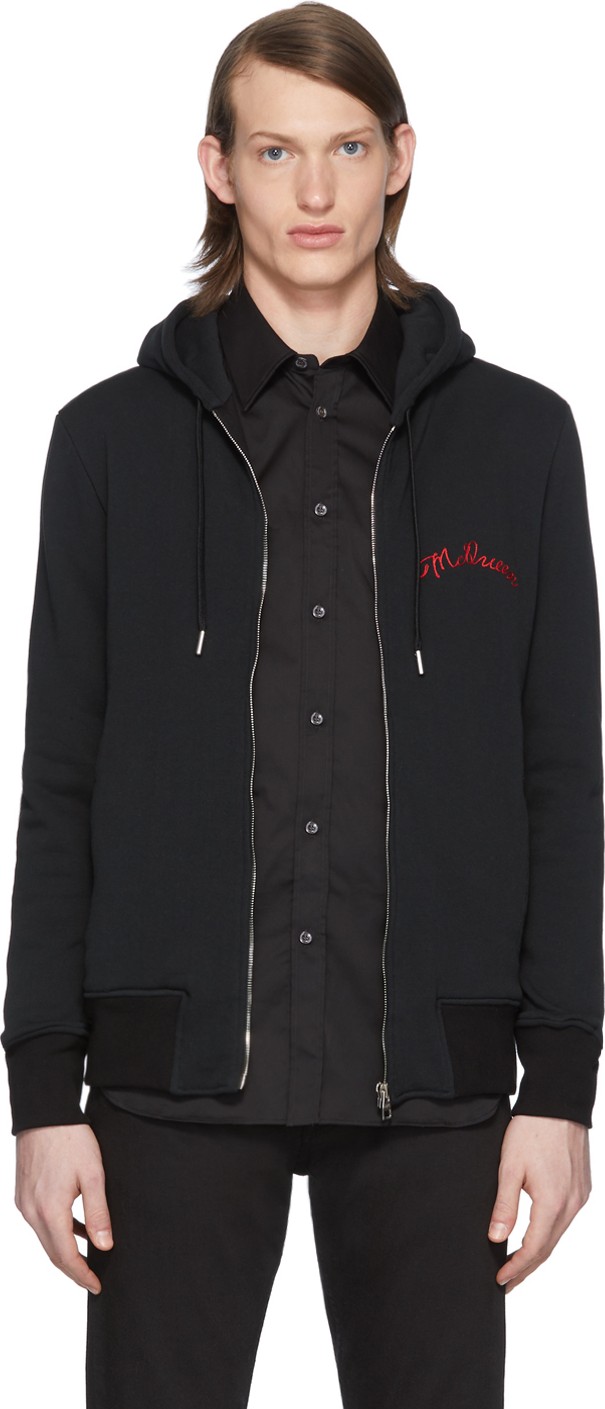 Alexander McQueen Black Vintage Loopback Hoodie Alexander McQueen Black Vintage Loopback Hoodie