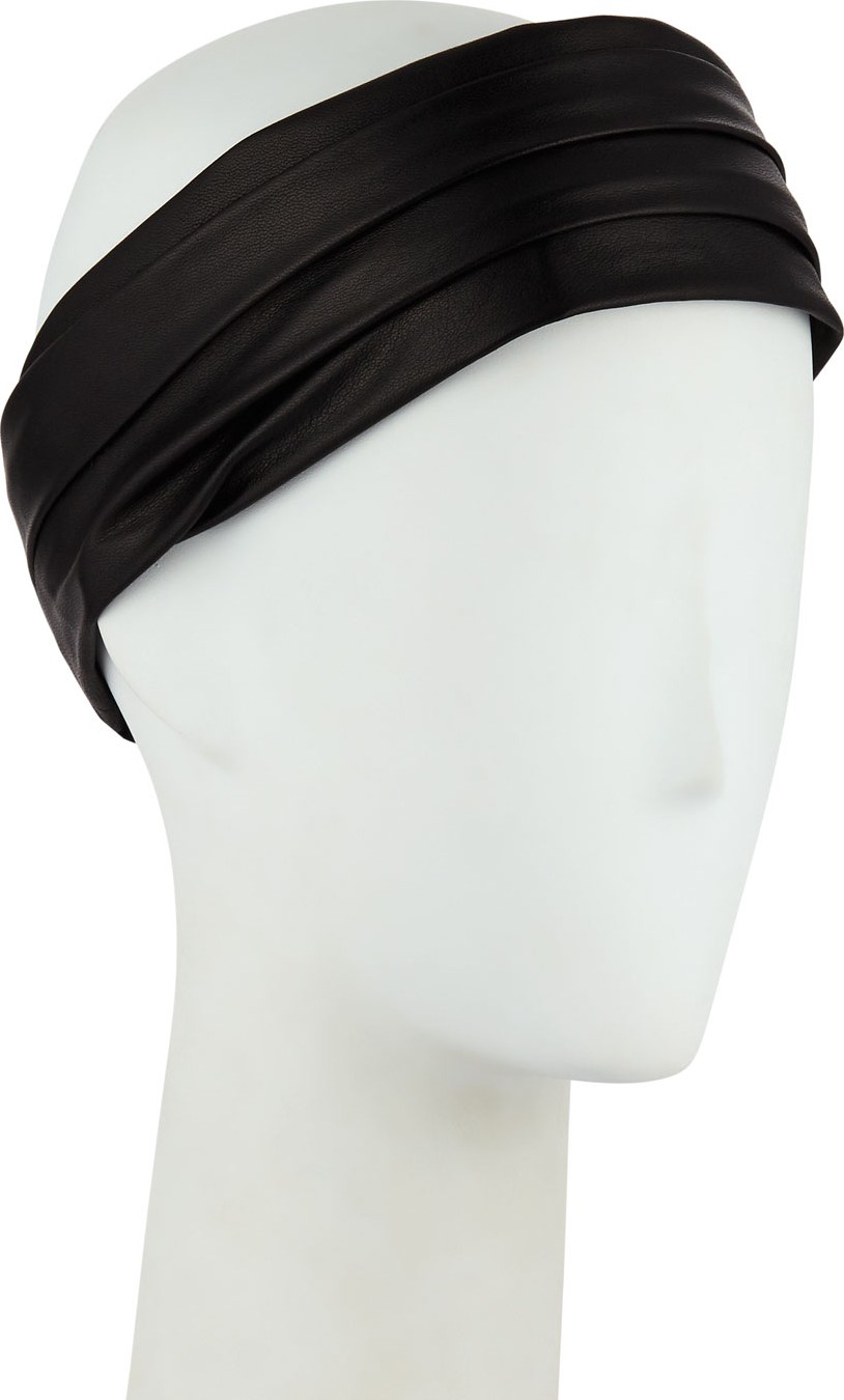 TOM FORD Wide Leather Headband w/ Hook-Eye Closure