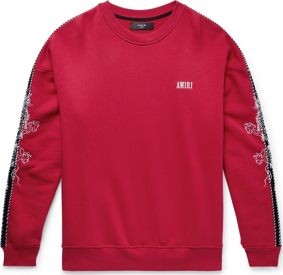 Amiri Oversized Embroidered Webbing-Trimmed Loopback Cotton-Jersey Sweatshirt