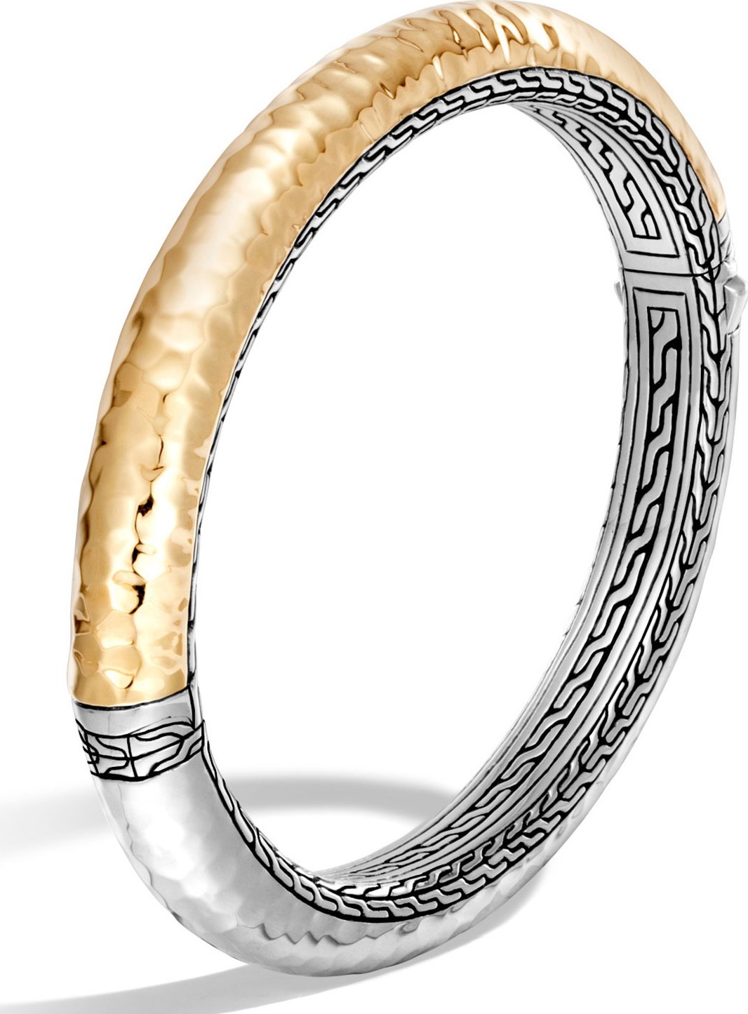John Hardy Classic Chain Hammered Medium Oval Hinged Bangle, Size Medium