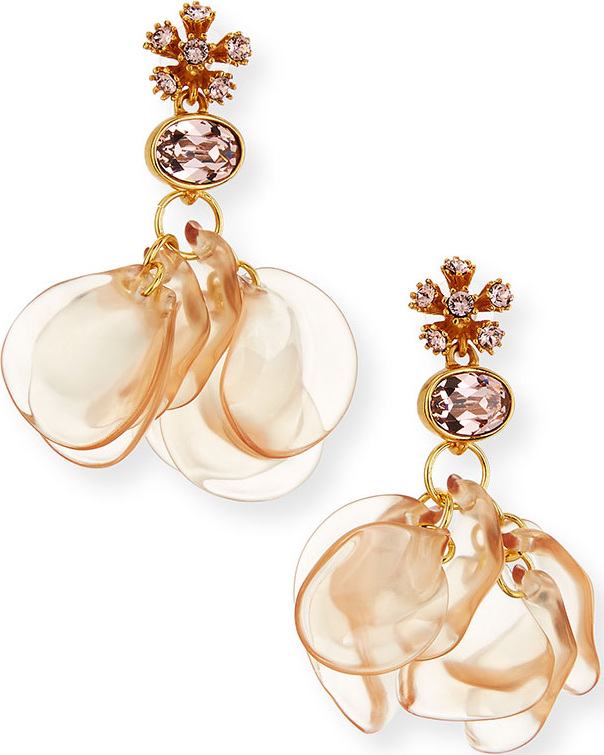 Oscar De La Renta Crystal Petal Cluster Drop Earrings