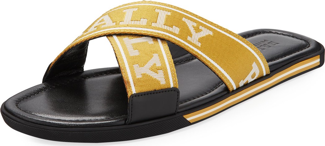 Bally Men's Logo Leather Slide Sandals