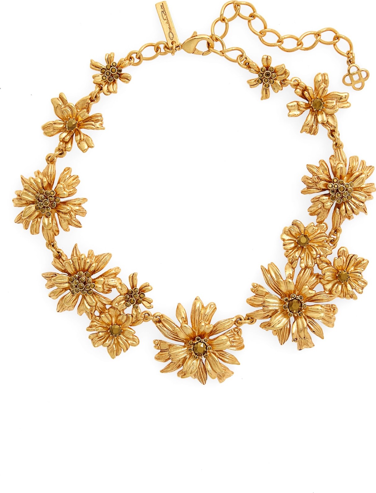 Oscar De La Renta Crystal Flower Collar Necklace
