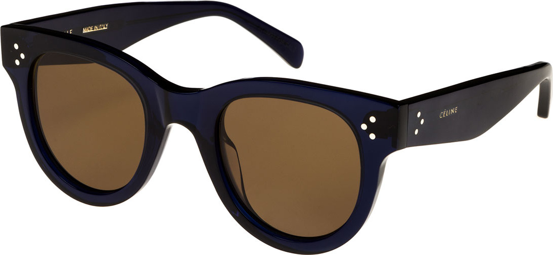 Celine Studded Round Acetate Sunglasses, Blue Pattern