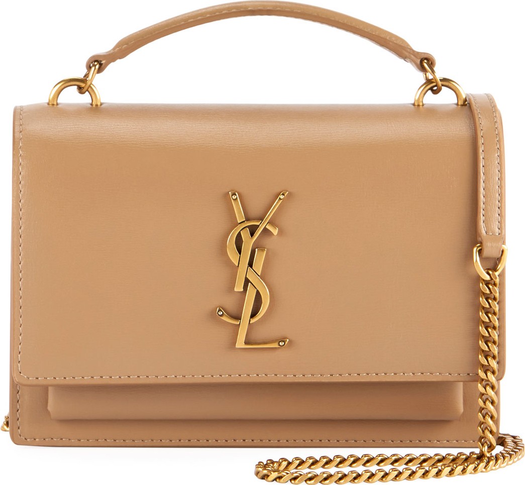 Saint Laurent Sunset YSL Monogram Wallet on Chain - Golden Hardware