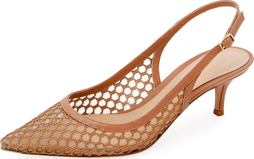 Gianvito Rossi Slingback Fishnet Pointed Pumps