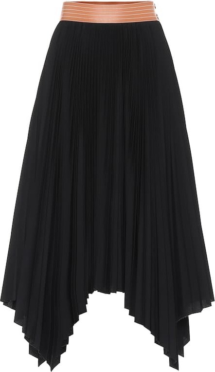 LOEWE Pleated cotton-blend midi skirt