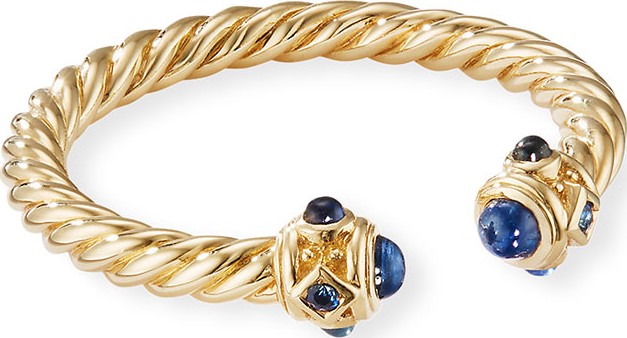 David Yurman Renaissance 18k Gold & Sapphire Ring, Size 7