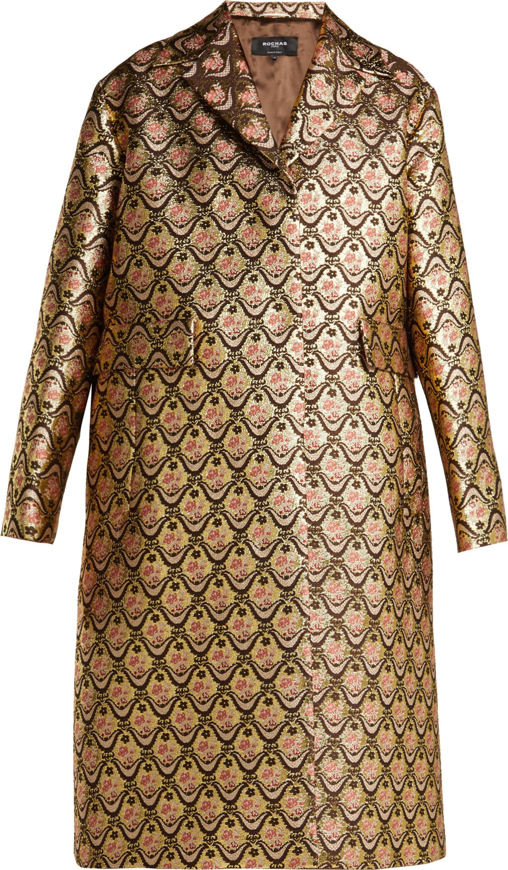 ROCHAS Single-breasted floral-brocade coat