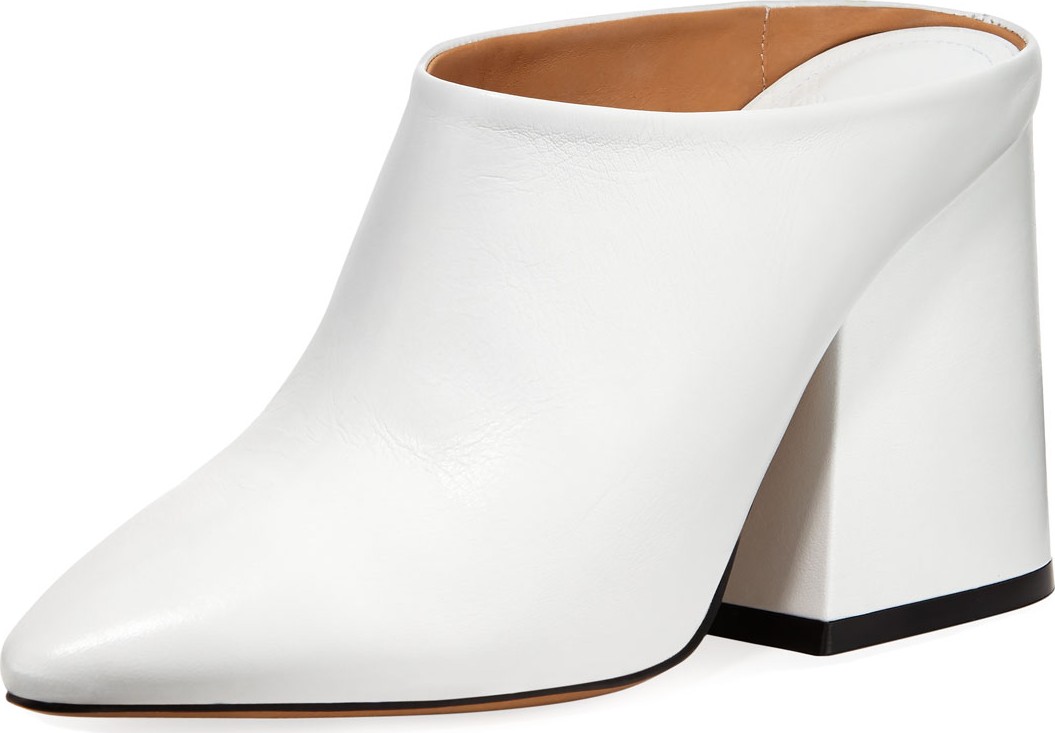 Maison Margiela Calf Leather Pointed-Toe Block-Heel Mules