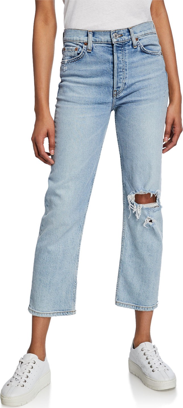 RE/DONE High-Rise Stovepipe Jeans with Raw-Edge Hem