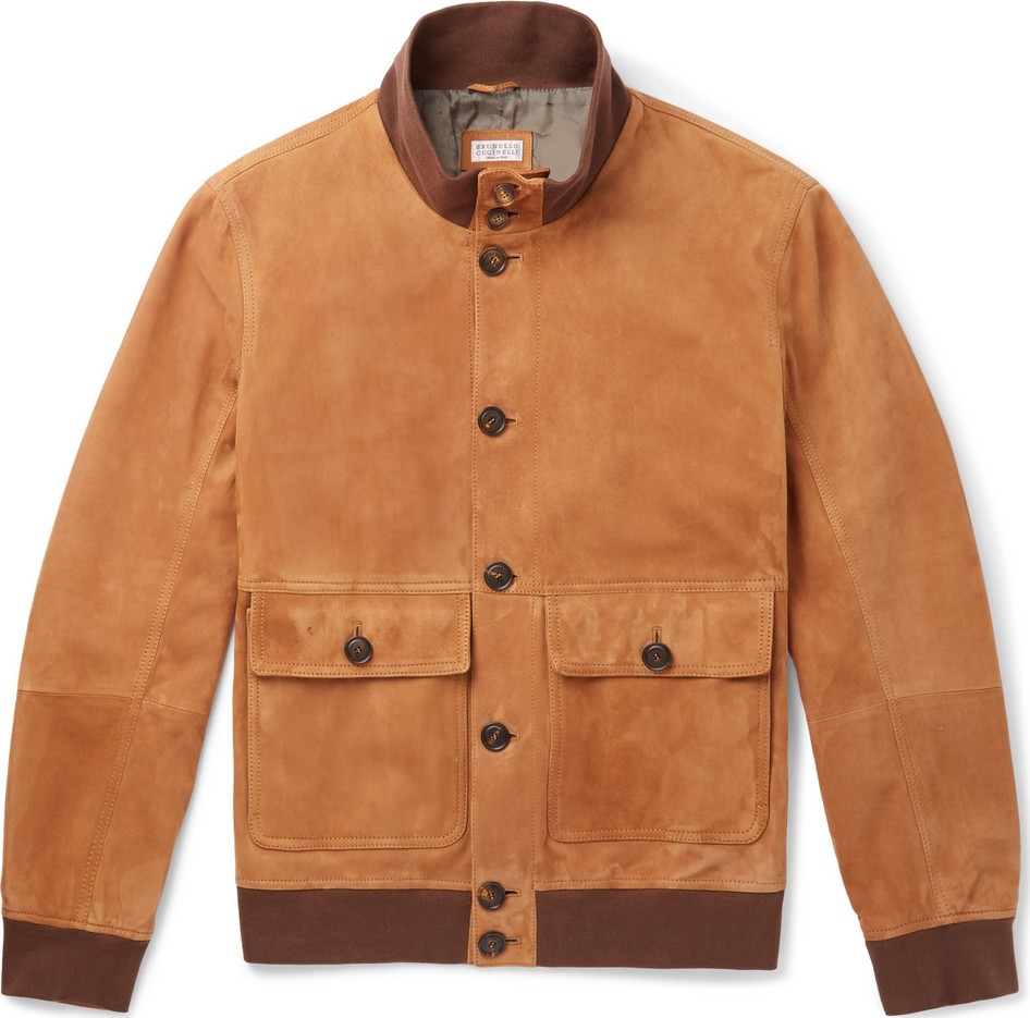 Brunello Cucinelli Suede Bomber Jacket