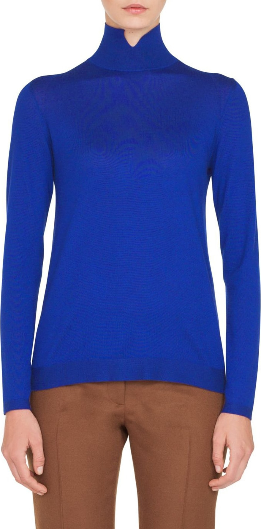Akris Notch Mock Neck Cashmere & Silk Sweater