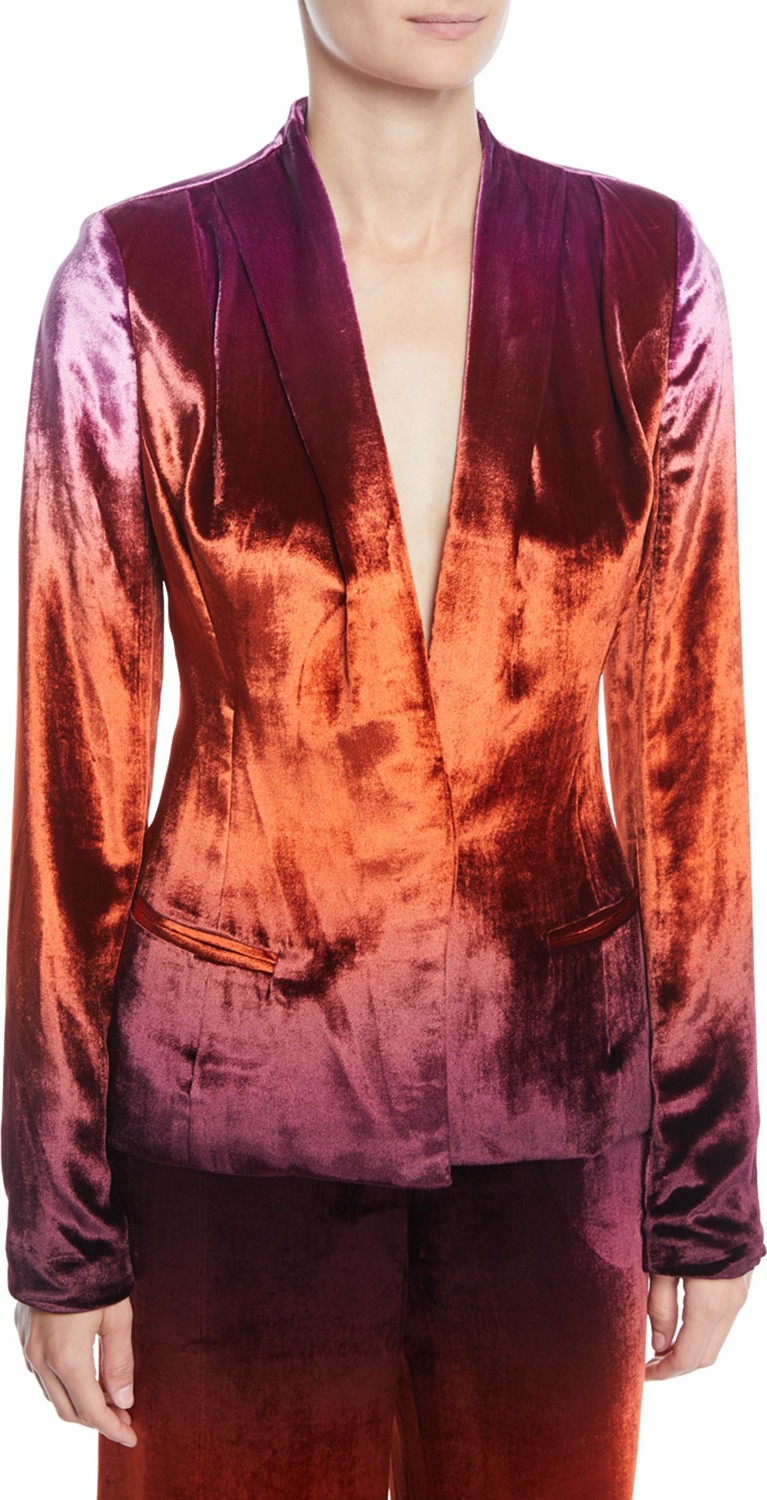 Cushnie Et Ochs Shawl-Collar Fitted Degrade Velvet Jacket